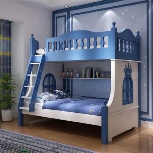 Family Bunk Bed with Storage Drawer Wooden Posters