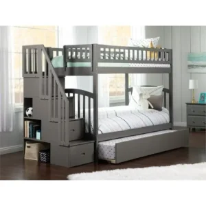 Single Bunk Bed with Ladder and Storage Staircase