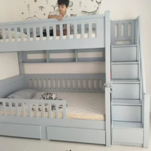 Family Bunk Bed with Storage Drawer and Storage Staircase