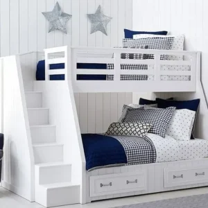 Family Bunk Bed with Storage Drawer and Storage Staircase