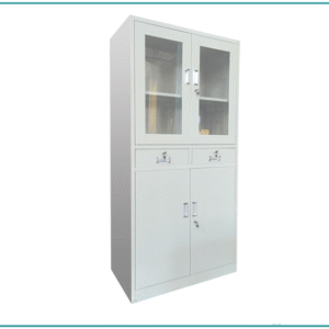 FILE CABINET WITH  GLASS AND METAL DOOR AND  TWO DRAWER